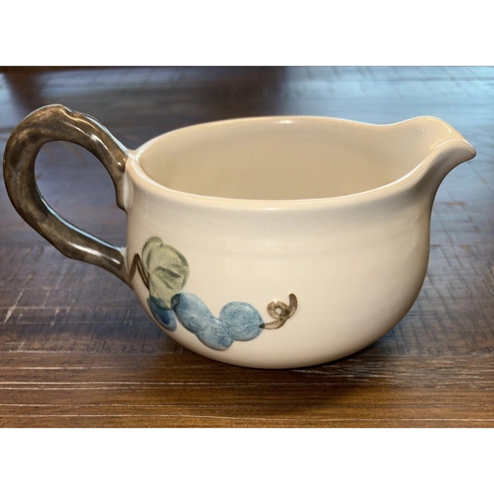 Vtg MCM Metlox Poppy Trail Sculptured Grape Blue Open Sauce Boat